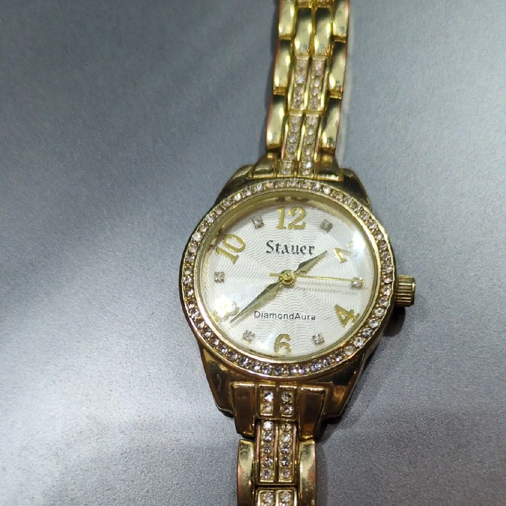 Stauer Gold Women's Watch with DiamondAura Accents